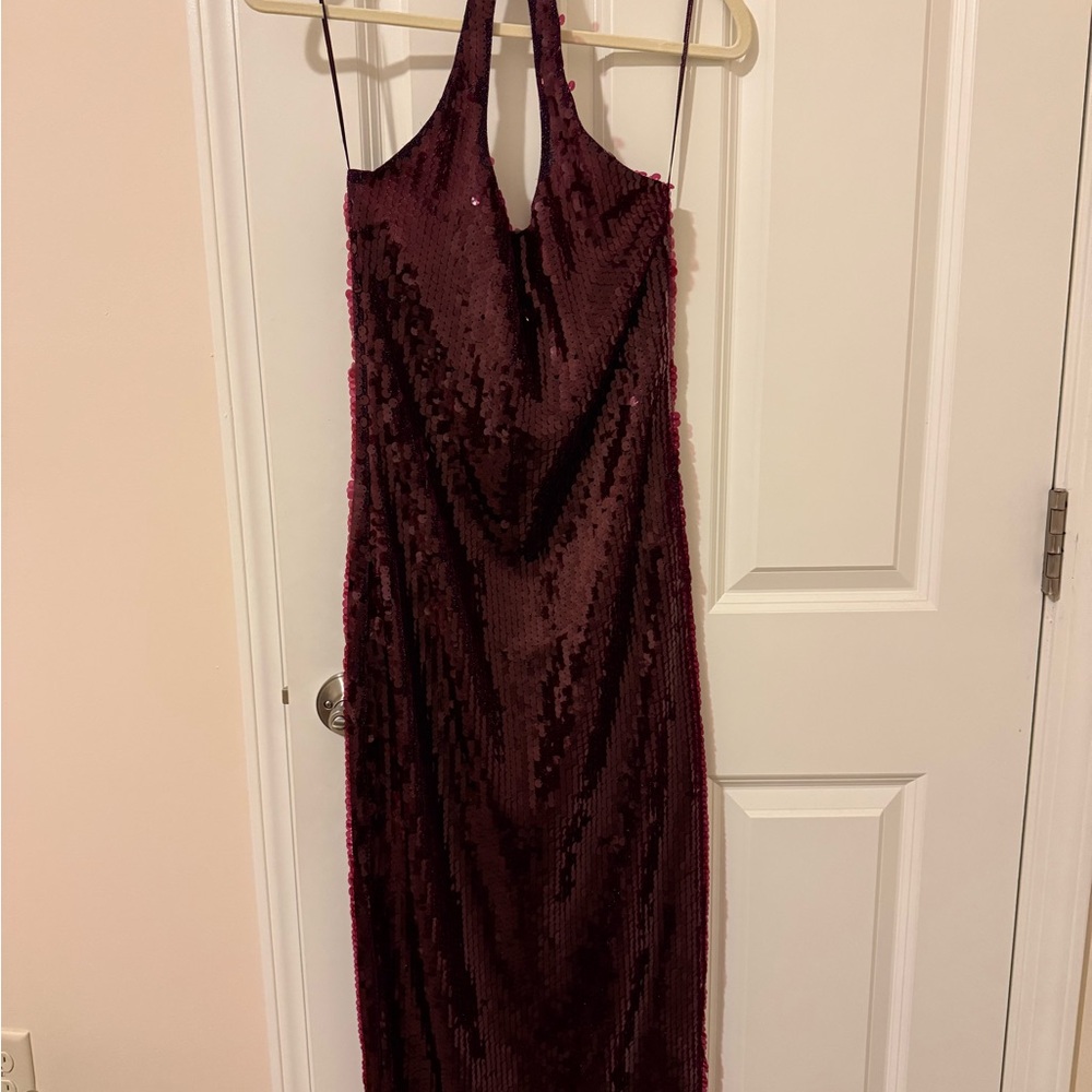 Elegant Burgundy Sequin Dress